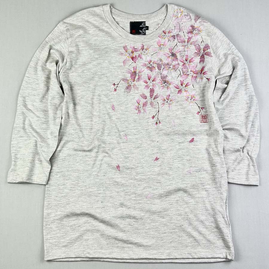 おぼろ桜　七分袖Tシャツ